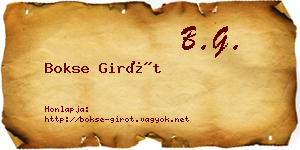 Bokse Girót névjegykártya